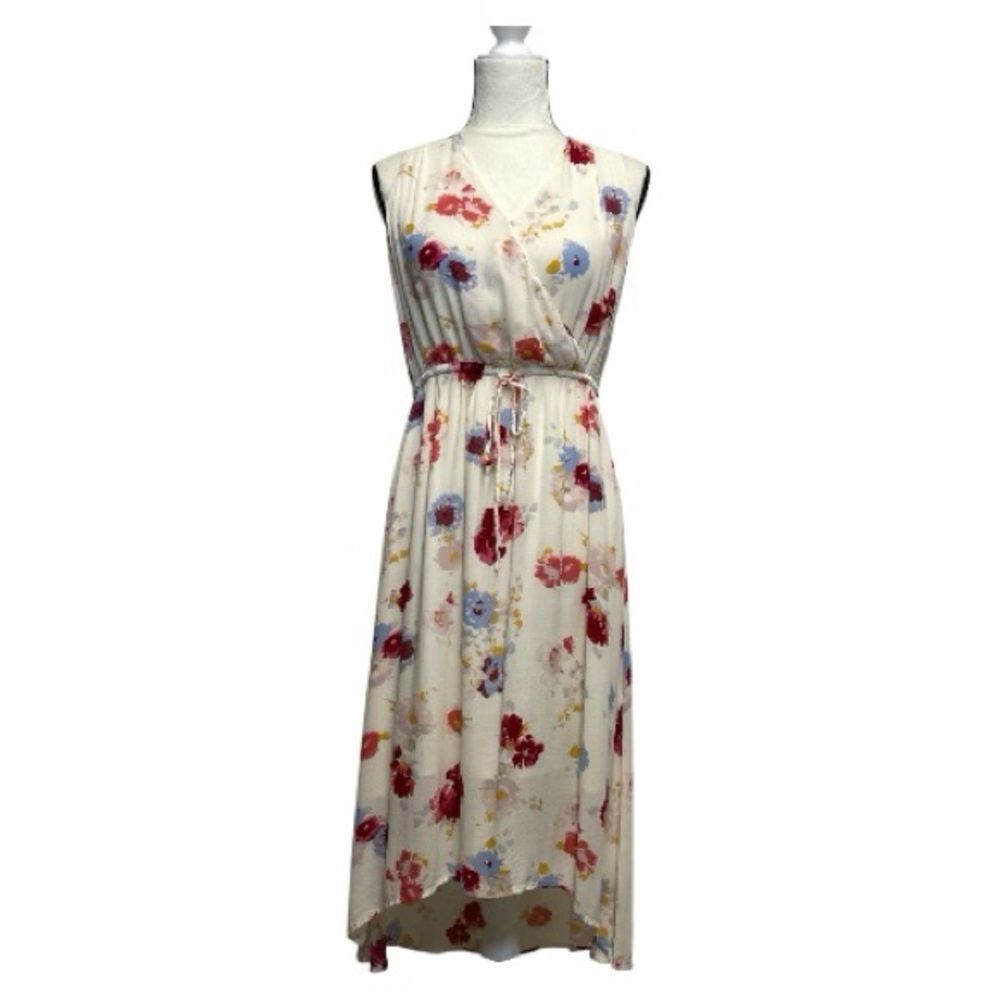 Lucky Brand Floral Sleeveless Faux Wrap High-Low Dress Size Medium